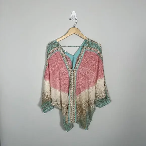 Rose & Olive Pink and Teal Women's Top - Picture 6 of 8